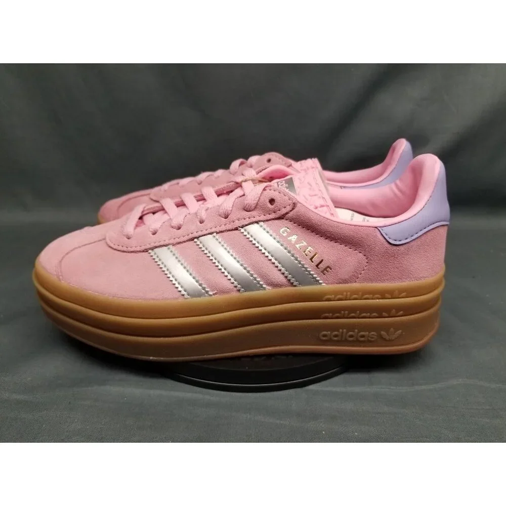 Adidas Gazelle Bold J Sneakers Suede Pink Silver Girls Size 4.5 DISPLAY MODEL! - Picture 6 of 15